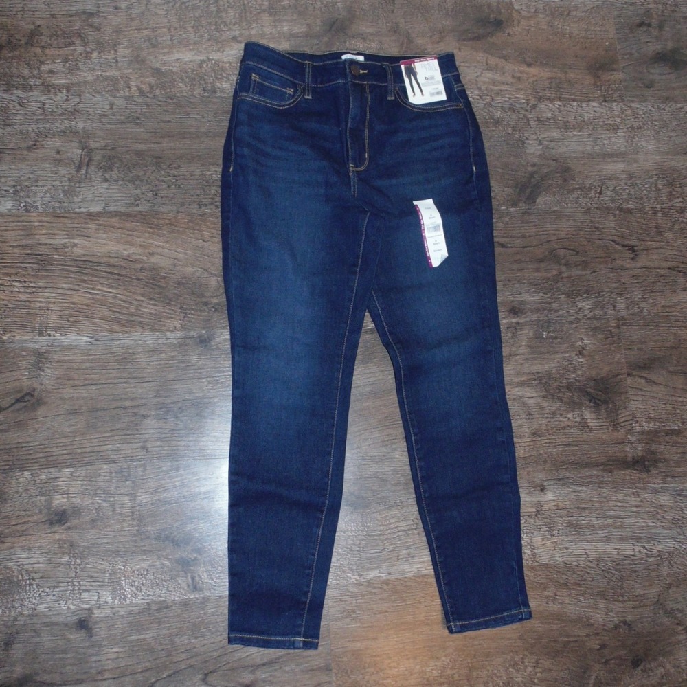 Time and Tru Skinny Jeans Womens 8 Short Blue NEW High Rise Stretch Dark Wash